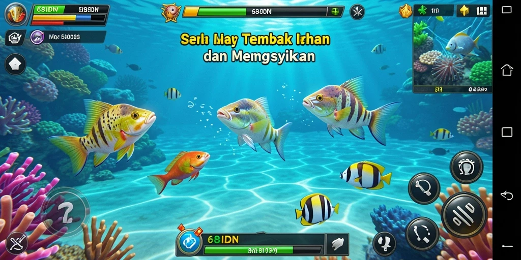 Screenshot gameplay 68IDN yang menampilkan aksi menembak ikan.