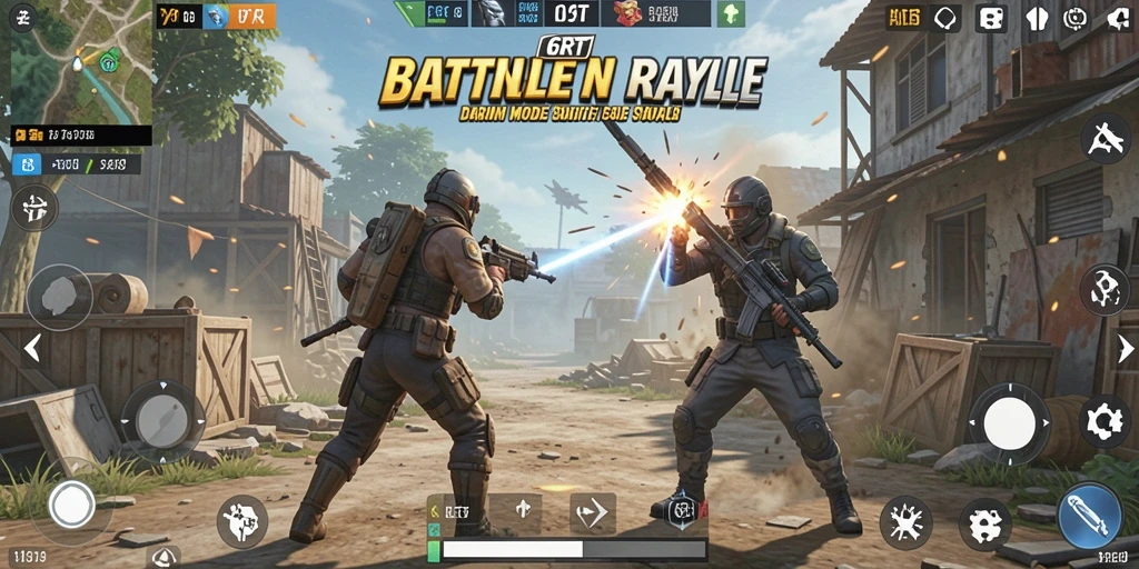 Screenshot 6RT menampilkan intensitas pertempuran dalam mode Battle Royale.