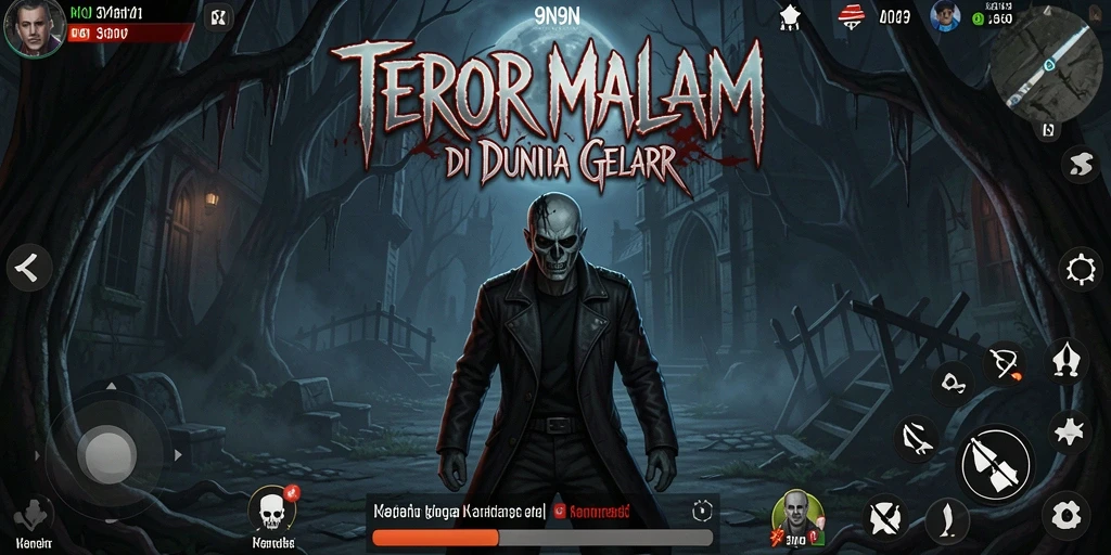 Screenshot gameplay menyeramkan dari 9N9N dengan suasana mencekam.