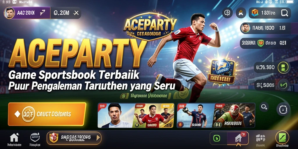 Screenshot ACEPARTY menampilkan antarmuka taruhan olahraga yang dinamis.
