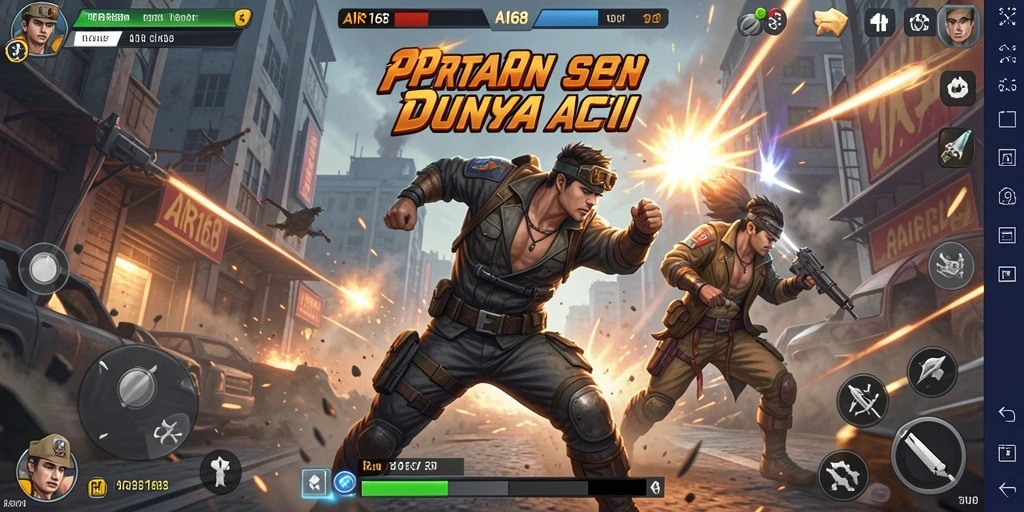 Tampilan dinamis dari gameplay AIR168 saat pertarungan berlangsung.