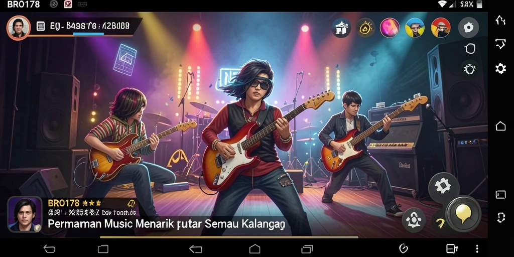 Tampilkan pemain menikmati gameplay musik yang interaktif.