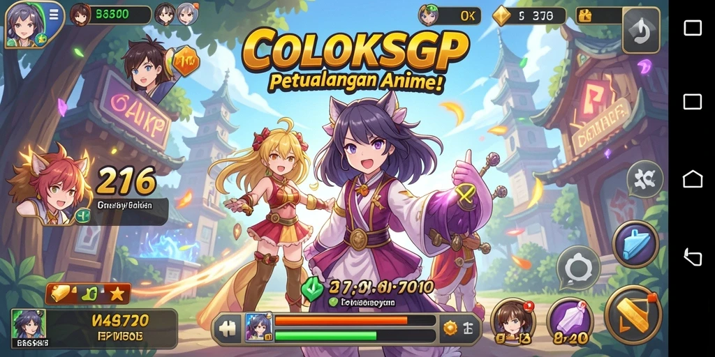 Tampilan gameplay COLOKSGP yang menakjubkan dengan karakter anime.