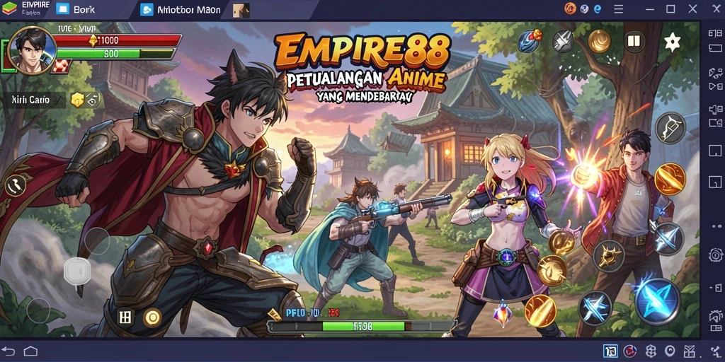 Screenshot gameplay EMPIRE88 yang menunjukkan karakter anime dalam pertempuran.