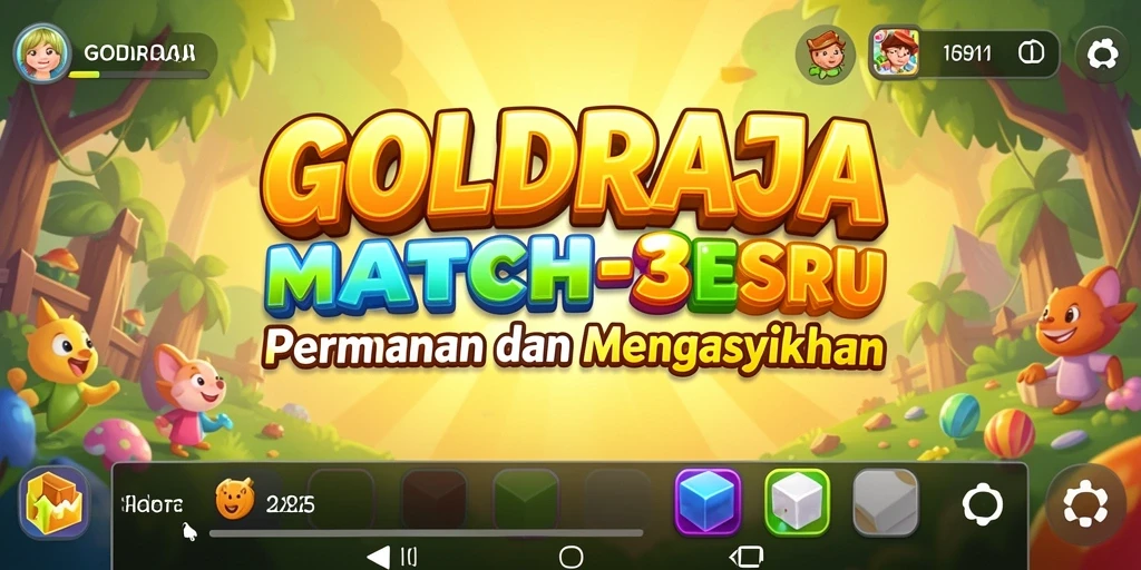 Tampilan menarik dari gameplay Match-3 GOLDRAJA yang penuh warna.