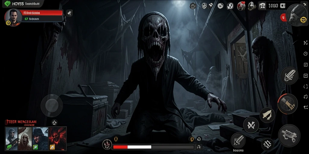 Screenshot menampilkan suasana menegangkan dari gameplay HOYE55 saat menjelajahi tempat angker.