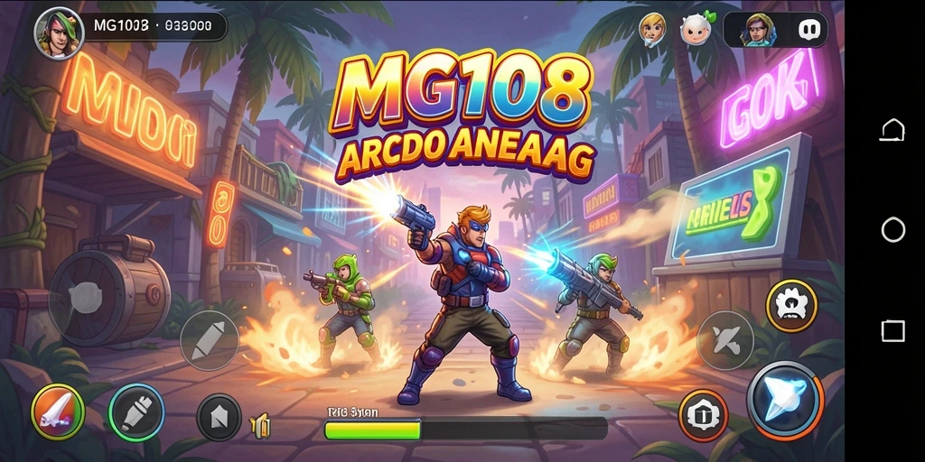 Tangkapan layar MG108 menampilkan aksi gameplay arcade yang seru.