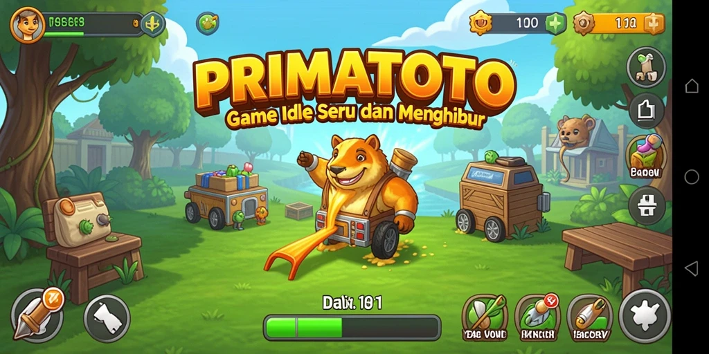 Screenshot gameplay PRIMATOTO yang menunjukkan momen santai permainan.