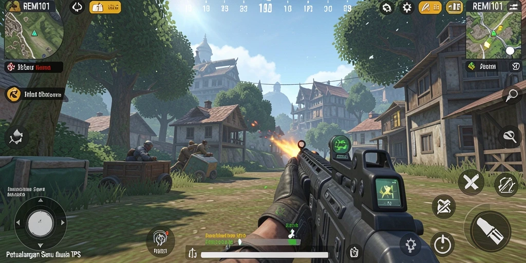 Tampilan seru gameplay REMI101 dalam pertempuran TPS.