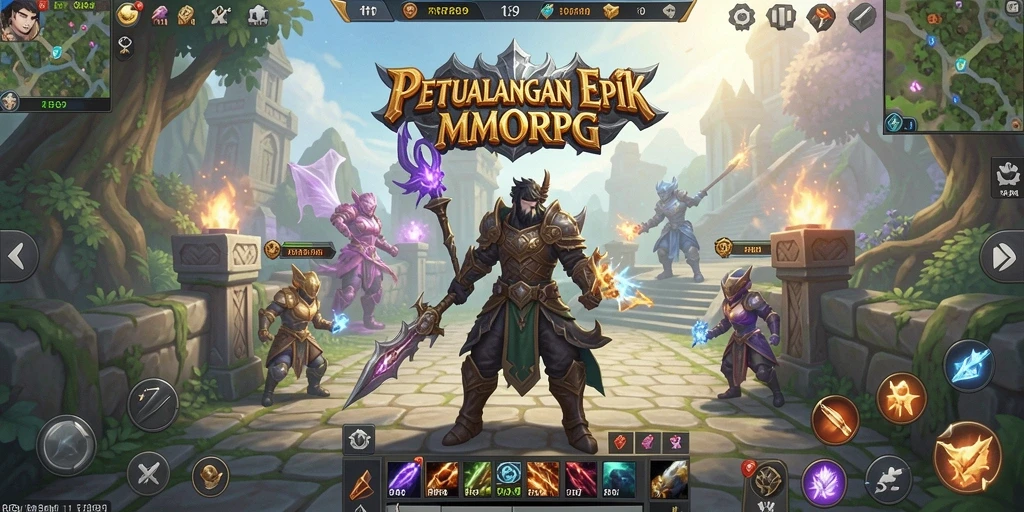 Gameplay mendebarkan di dunia MMORPG RR789 yang luas.