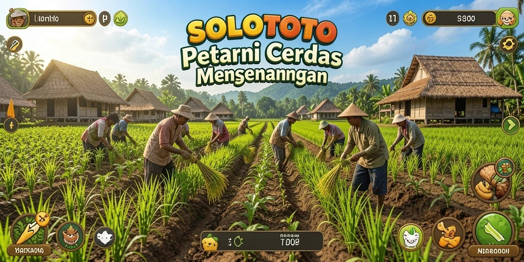 Screenshot gameplay SOLOTOTO yang menunjukkan lahan pertanian yang hijau dan subur.