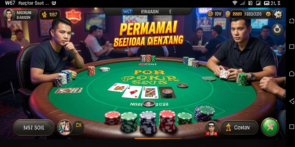 Screenshot utama W67 menampilkan permainan Poker yang menarik dan seru.